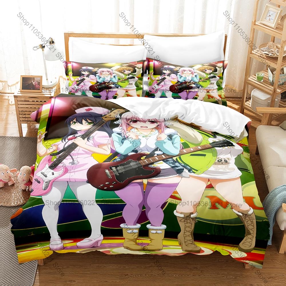 Anime Style Bedding Set, Duvet Cover + 2 Pillowcases, Super Sonico Design Comfortable Home Bedding Supplies