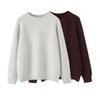 Kaslead New Women clothes Western Style Fashion Simple and Versatile Loose round Neck Long sleeve Pullover Sweater