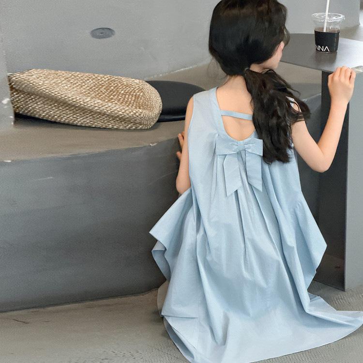 Fashionable Summer Girls Princess Dress with Bow 140 cm