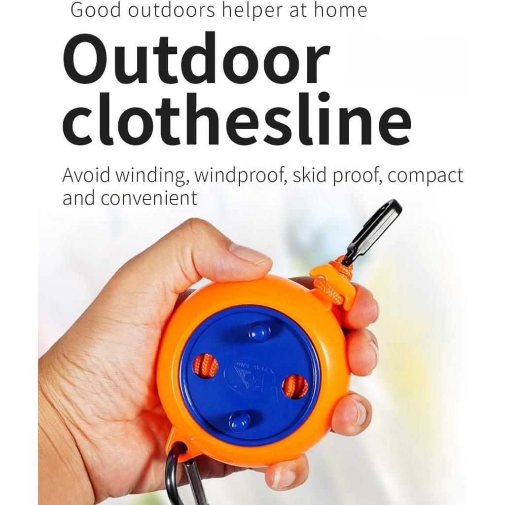 Retractable Travel Clothes Cord Adjustable 32ft/10M Camping Clothesline Laundry Drying Rope for Hotel Trip Outdoor Washing Lines