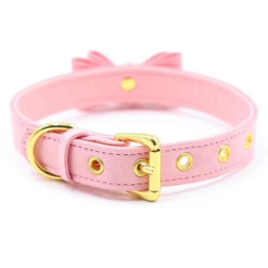 Bell Bowknot Faux Leather Belt Adjustable Collar Choker Bondage Necklace Sex Toy