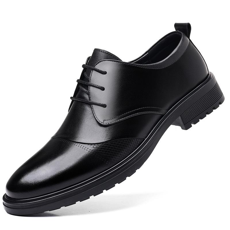 

Mens Black Genuine Leather Textured Lace Up Chunky Sole Oxfords Formal Business Office Groom Wedding Daily Wear Shoes Fashion 39