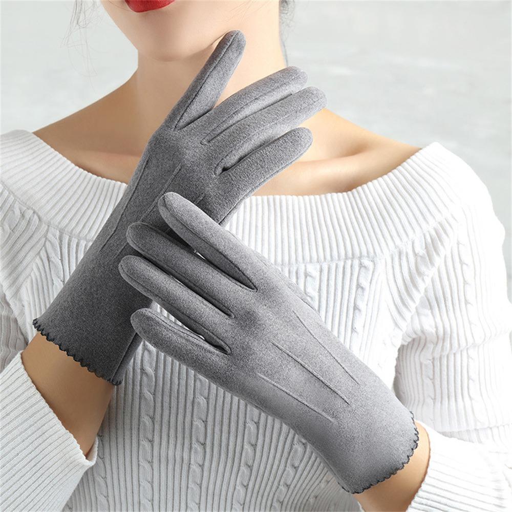 Thickened Warm Furry Gloves Thin Velvet Mittens Cashmere Gloves for Outdoor Cycling Driving