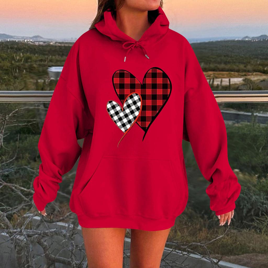 Damen Locker Bequem Lässig Mode Charakterdruck Kapuzenpullover Langarm