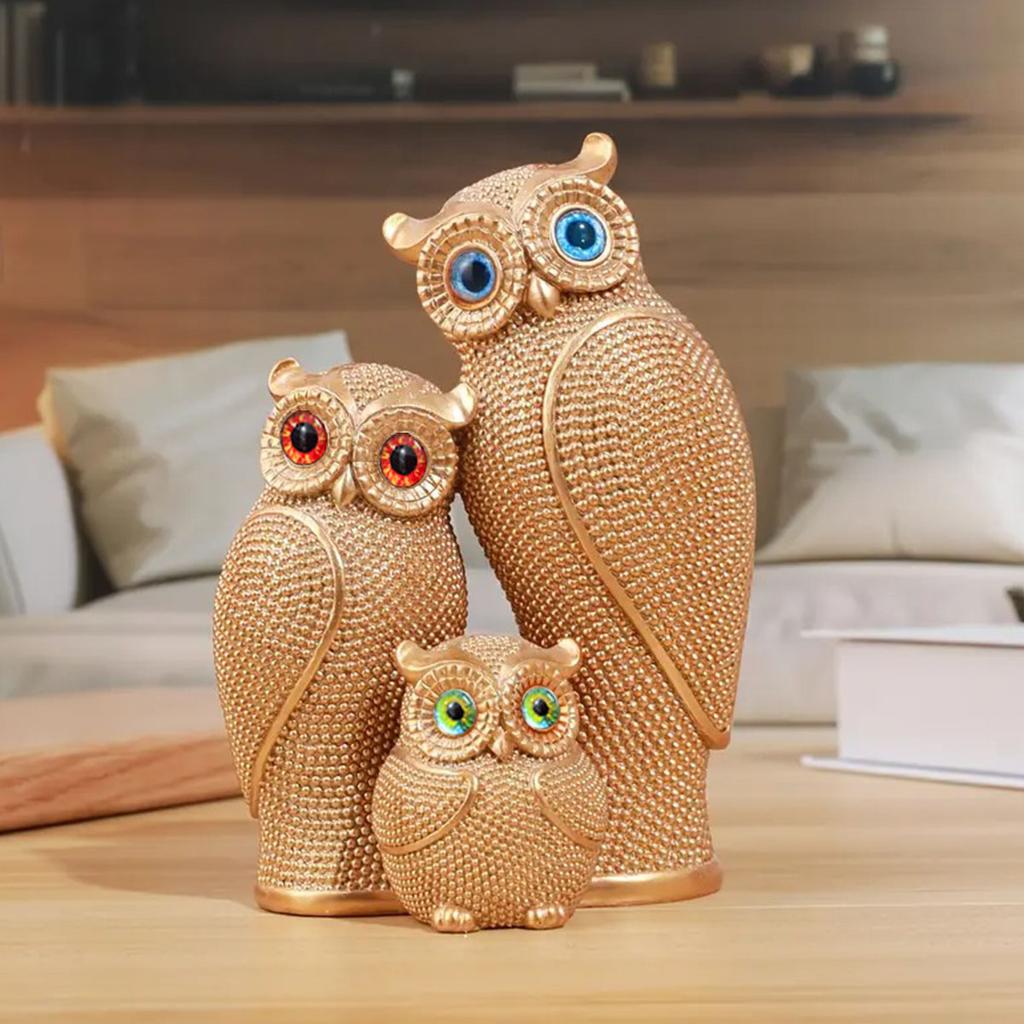 1 Stück Harz Drei Eulen Statue Ornamente, Eulenstatue für Zuhause, Regal, Wohnzimmer, Schlafzimmer, Büro, Schreibtisch, Bücherregal Dekoration, Tierschmuck