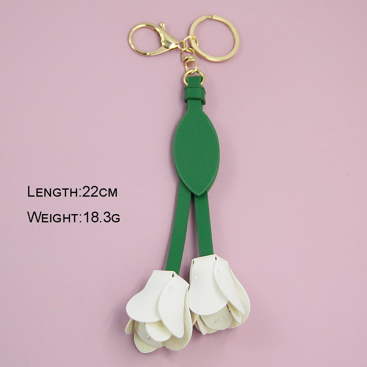 

Fresh Style Leather Tulip Charm Handbag Keychain Flower Pendant Car Accessory