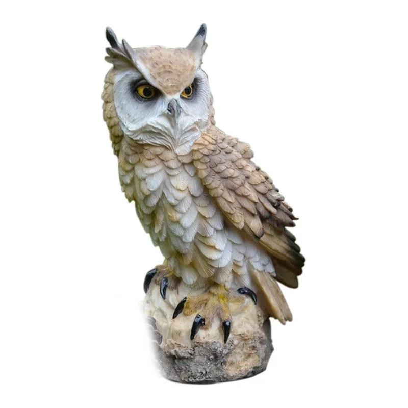 Home Art Craft Cute Decoration Owl Shape Resin Desktop Lifelike Indoor Garden Figurine Ornament Outdoor Anti-bird Collection