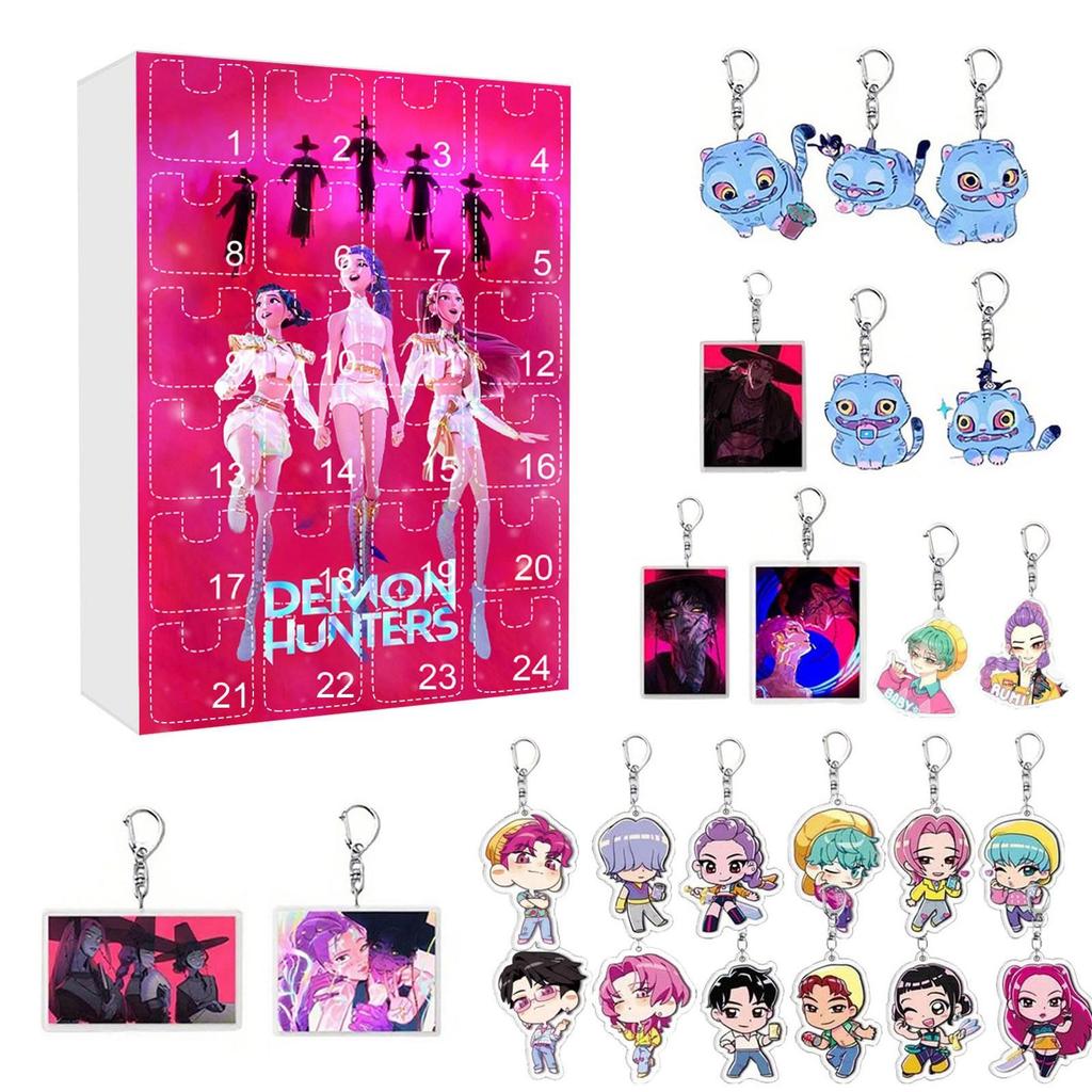 Kpop Dämonenjäger Rumi Mira Zoey Figur Saja Boys Weihnachts-Countdown-Kalender Trendiger Blind Box Schlüsselanhänger Acrylanhänger Geschenk