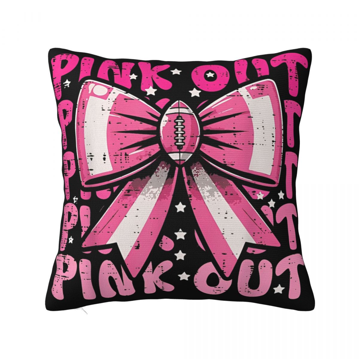 

Football Pink Ribbon Breast Cancer Awareness Square Pillow Case Throw Pillow Funny Cushion Covers 30x30cm 12x12in