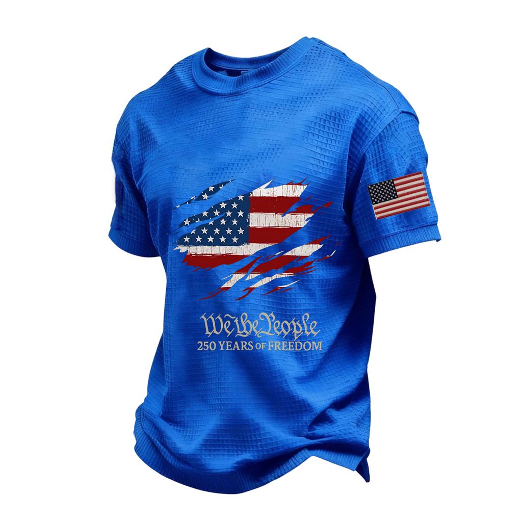 Men's Loose And Casual Flag-print T-shirt, Short Sleeve Shirt
