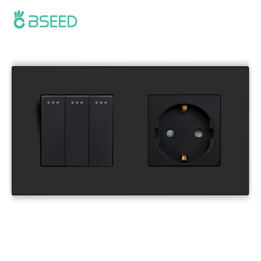 BSEED Einzelne EU-Wandsteckdose Doppel-USB-Steckdosen Typ C Dreifache Steckdosen Vier Steckdosen USB-C-Anschluss 2,1A Kunststoffrahmen