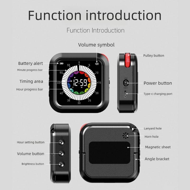 Digital LCD Display Visual Timer with Magnetic Backing For Precise Time Management In Homes Office Gym And School