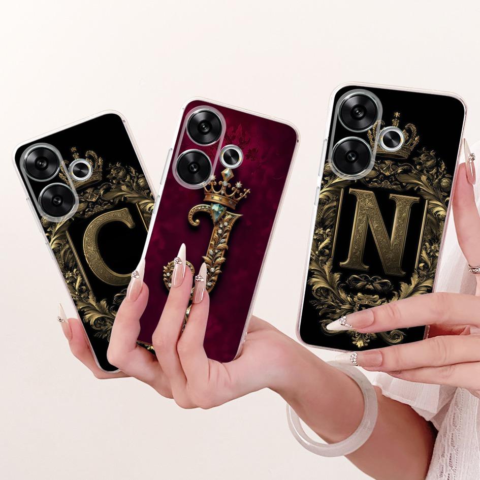For Xiaomi Poco F6 Case Retro Crown Letters Soft Silicone Couple Phone Cases For Xiaomi Redmi Turbo 3 Fundas Note 13 Turbo Shell