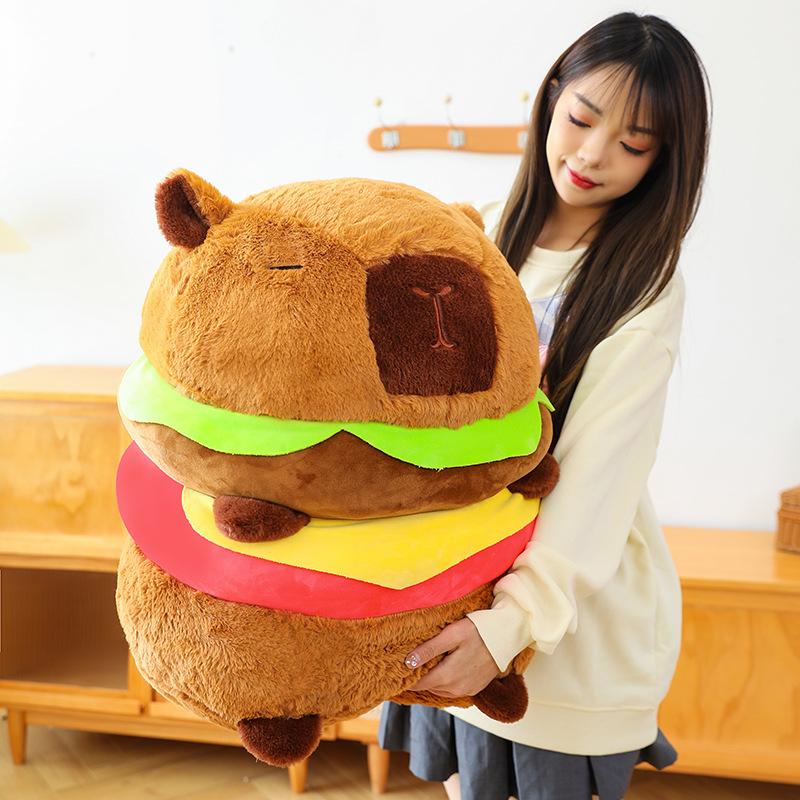 Capibara Burger Capybara Birthday Hat Burger Backpack Cute Ugly Plush Toy Pillow Doll