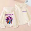 K-Pop Demon Hunters Zip Jacket Rumi Mira Zoey Cartoon Printed Children Clothing Casual Outerwear Hooded Coat Girls Clothes Gift