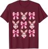Bunny Face Coquette Pink Bow Happy Easter Day Unisex T-Shirt