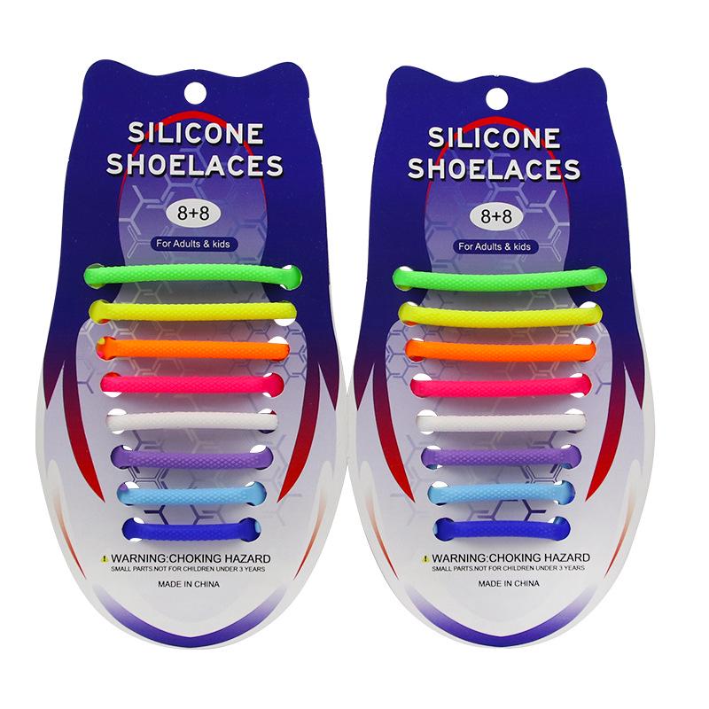 16Pcs Round Silicone Shoelaces without ties No Tie Shoe laces Elastic Laces Sneakers Kids Adult Rubber Quick Shoelace for Shoes