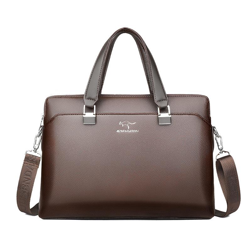 Men's Handbag Business Briefcase Crossbody Bag Soft PU Leather Computer Bag Casual Men's Bag
