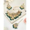 Green Meenakari Bridal Choker Necklace Earring & Maangtikka Set For Women