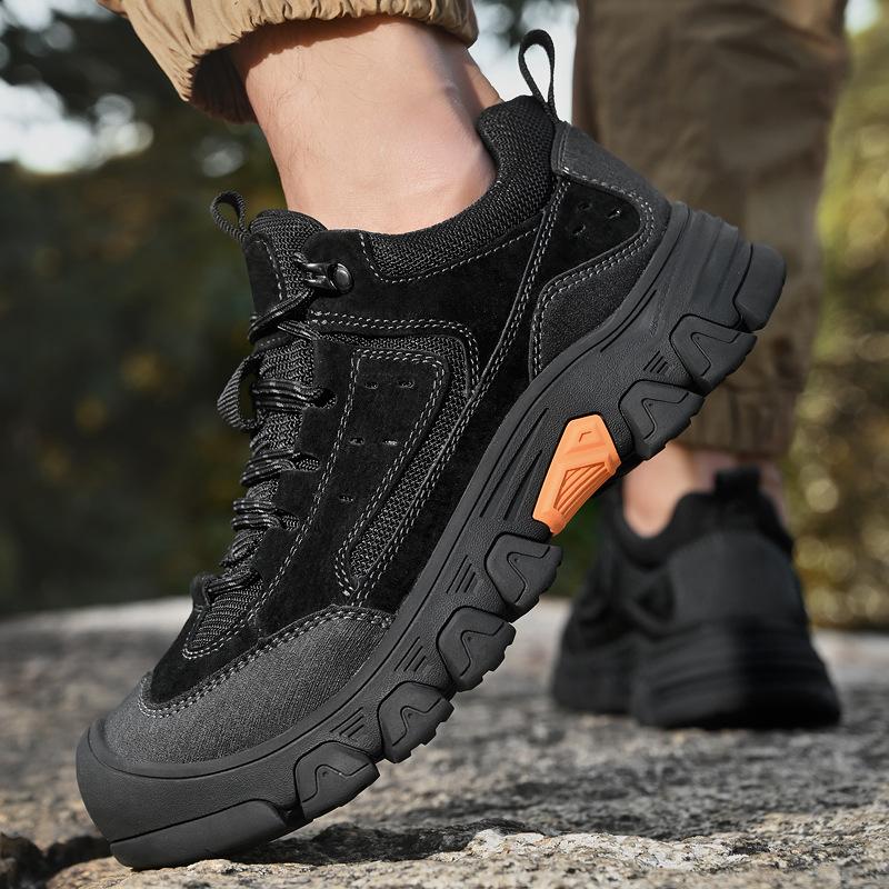Mountaineering Men's Shoes Live Broadcast New Autumn Soft-soled Non-slip Bag Head Tooling Shoes Low-top Lace-up Thick-soled Outdoor Casual Shoes