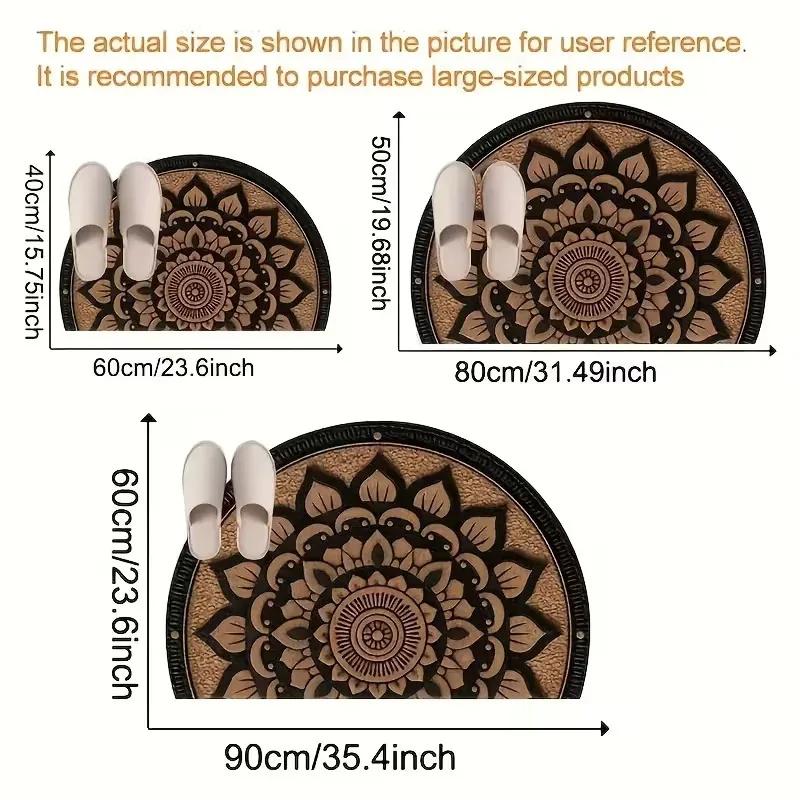 Kieselgur & Gummi Halbrunde Fußmatte Boho Waschbare Tür Matte Blume Floral Saugfähige Eingangsmatte Innen Außen