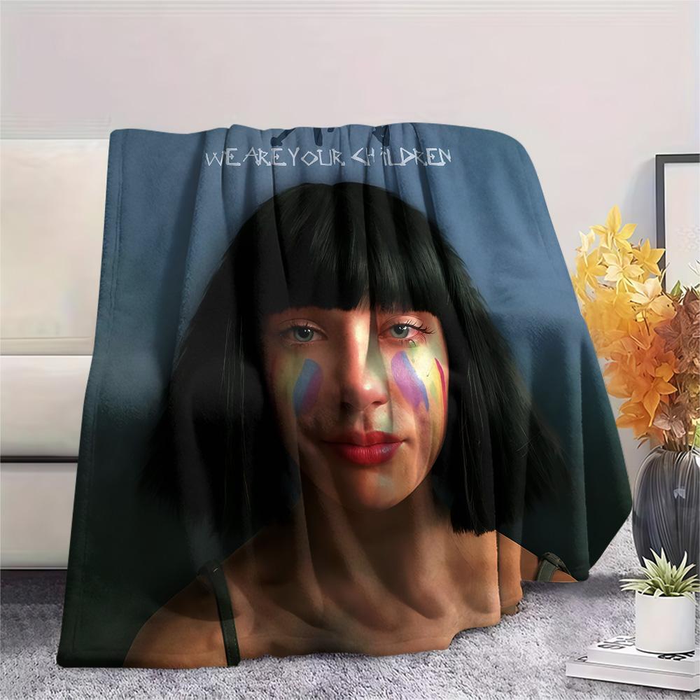1PC SIA Print Flannel Blanket, High quality Comfortable for All Seasons, Home Decor, Warmth and Comfort, Perfect for Christmas Gifts