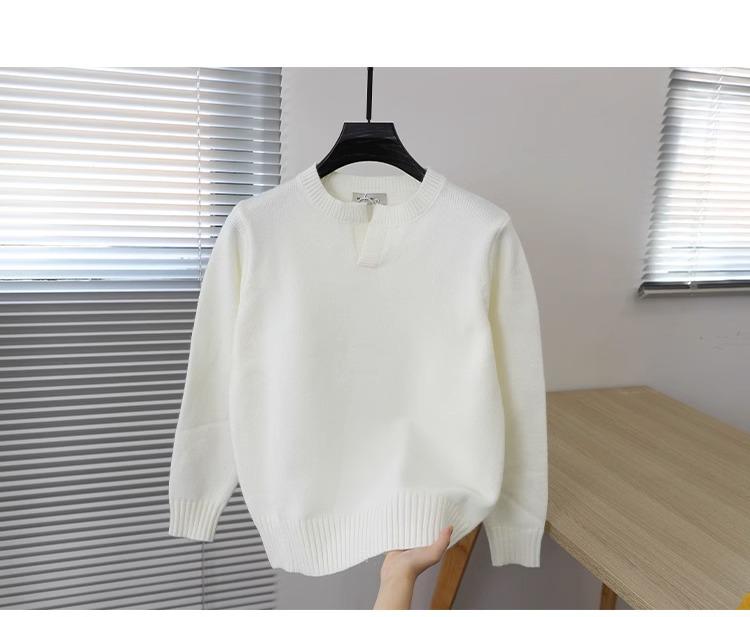 2023 Men's Autumn Solid Color Crew Neck Sweater - Youthful Korean Style Knit Pullover