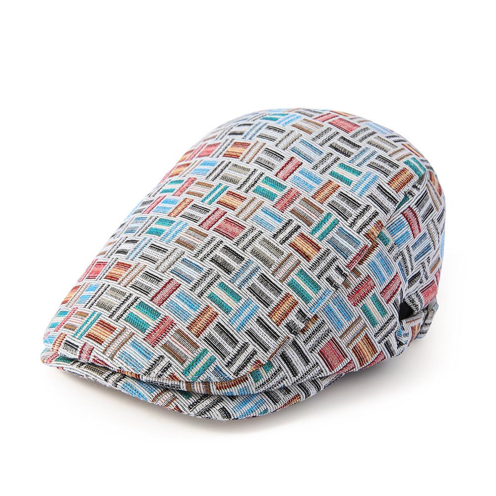 

Цветная решетчатая шляпа, мужская летняя дышащая солнцезащитная шляпа, британский ретро-берет, женская кепка с козырьком