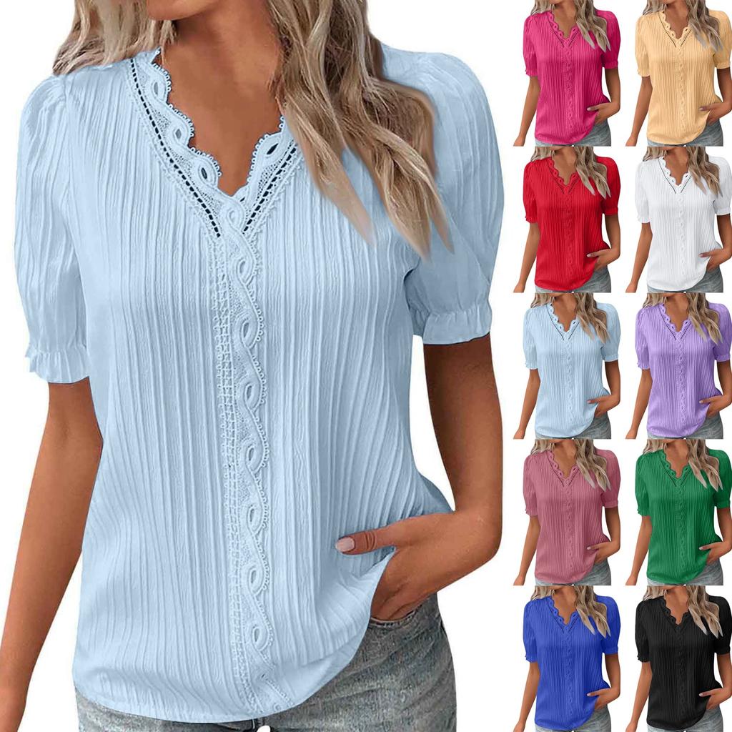 Fashionable Ladies Summer Hollow Short-sleeved Tops