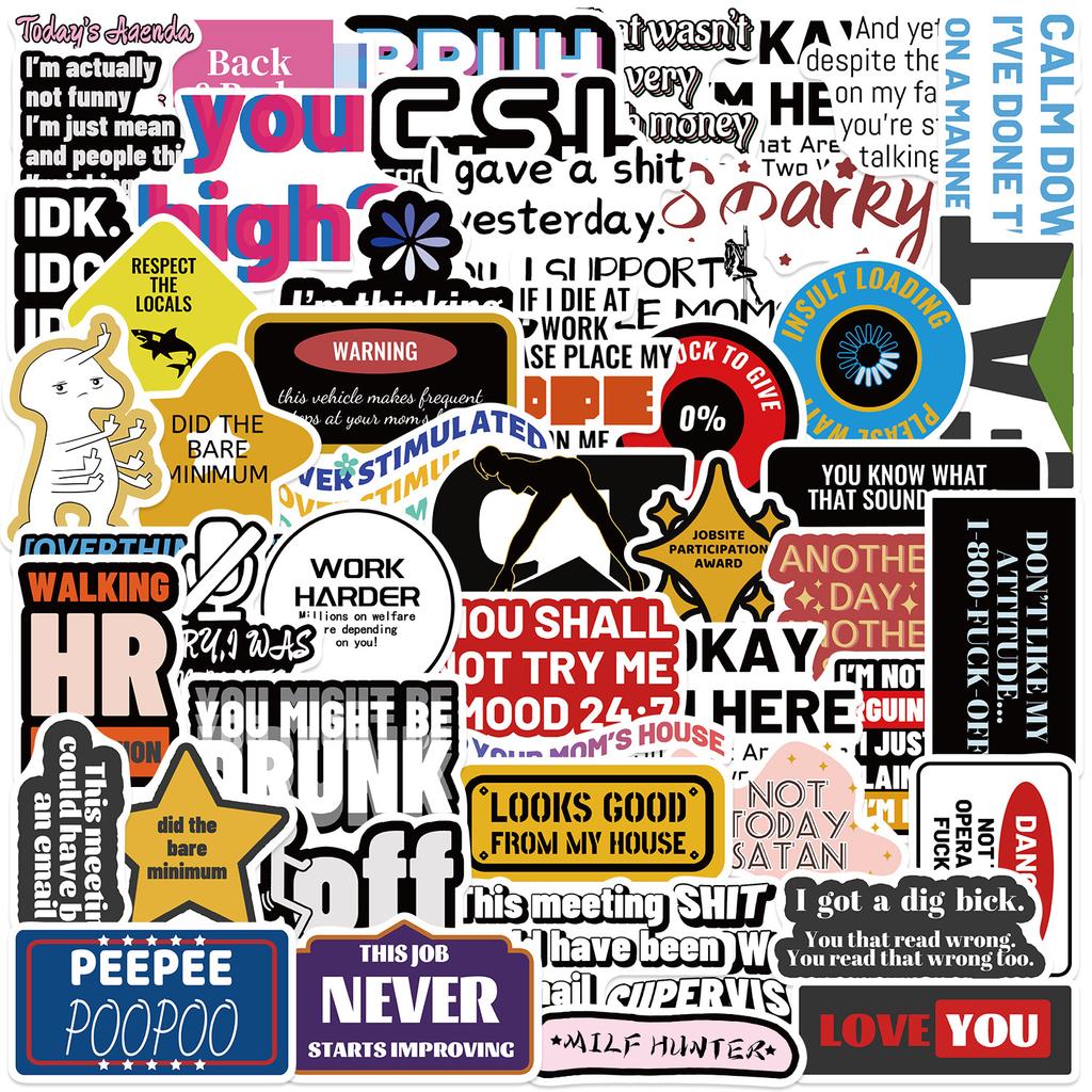 50 Cartoon Funny Characters Expressions Graffiti Stickers Decorate Guitar Notebook Suitcase DIY Waterproof