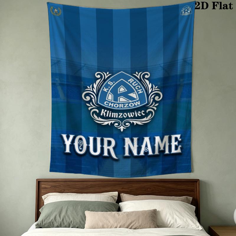 Custom Name Ruch Chorzw Wall Tapestry Aesthetic Wall Hanging Printed Fabric Blanket Decorative Tapestries for Bedroom Living Room Home Decor