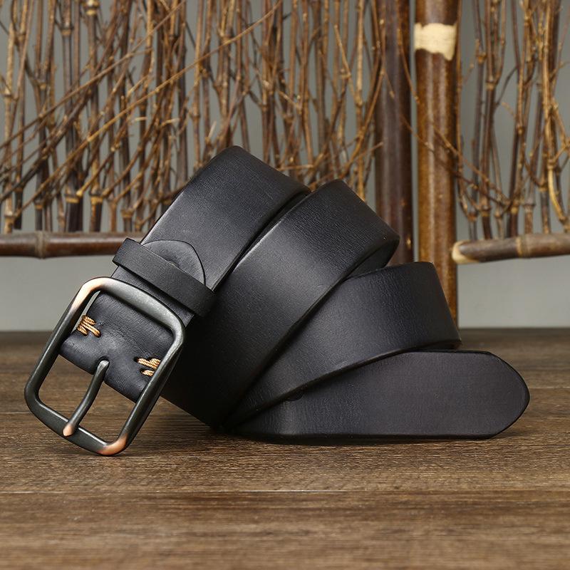 Trendy And Versatile First-Layer Cowhide Belt Men S Genuine Leather Pin Buckle Simple Casual Belt Retro Belt Men S Belt 100cm