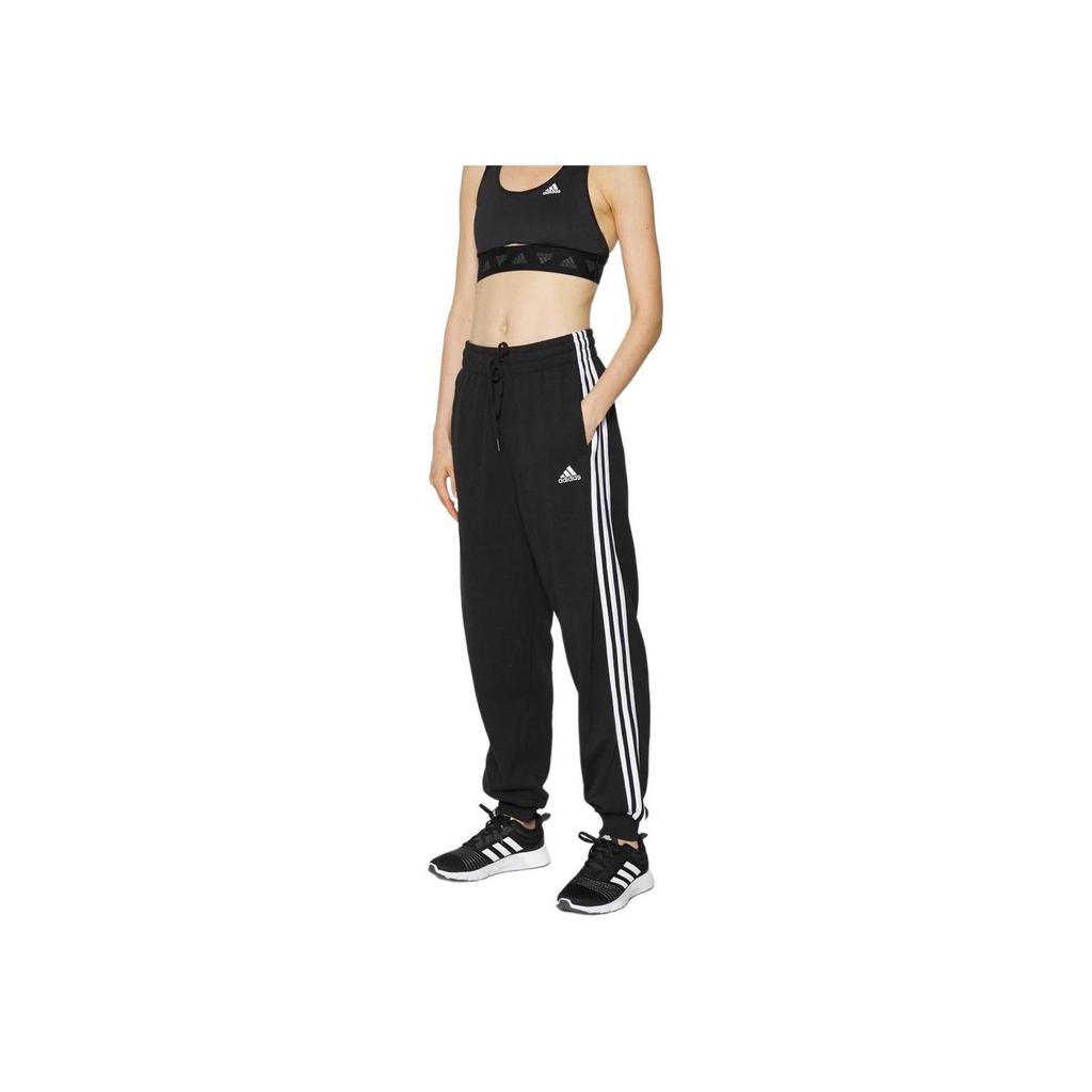 Adidas Logo Striped Retro Sports Lace-Up Casual Pants Women Bottoms Black HD4306