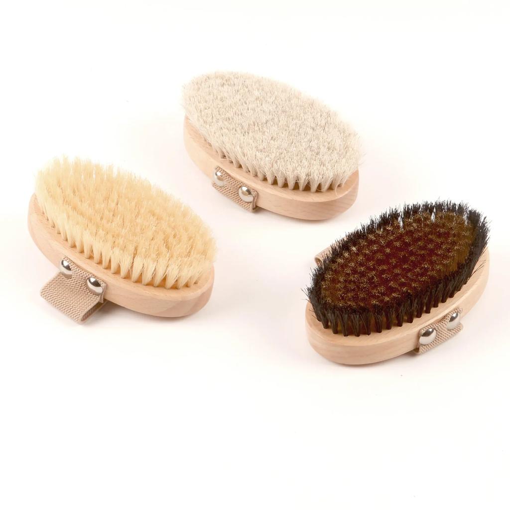 Natural Beech Bristle Brush Bath Brush Meridian Dredging Body Beech Wood Dry Brush Exfoliatin Massage Control Blood Circulation