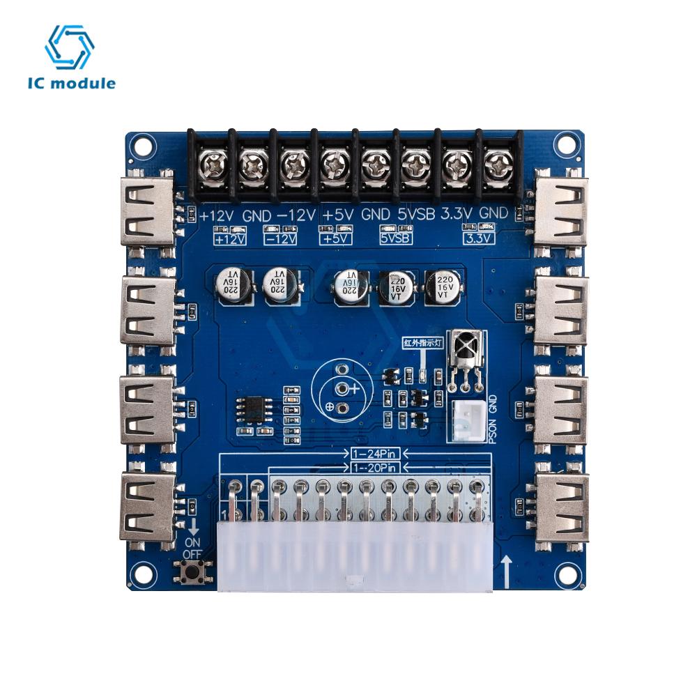 24 Pins ATX Netzteil Breakout Board USB-Ladeanschluss Desktop-Gehäuse Netzteilplatine mit Infrarot-Erkennungsfunktion