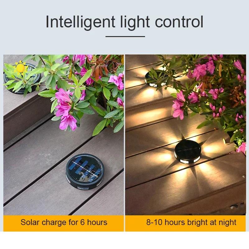 2pcs LED Solar Light Outdoor Deck Garden Buried Lights Pathway Underground Light Outdoor Sunlight Lawn Decoration Landscape Lamp