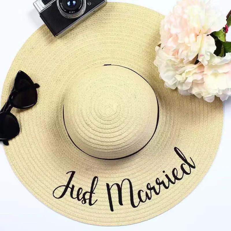 Bride To Be Just Married Honeymoon Summer Beach Sun Hat Destination Wedding Bridal Shower Bachelorette Hen Party Decoration Gift