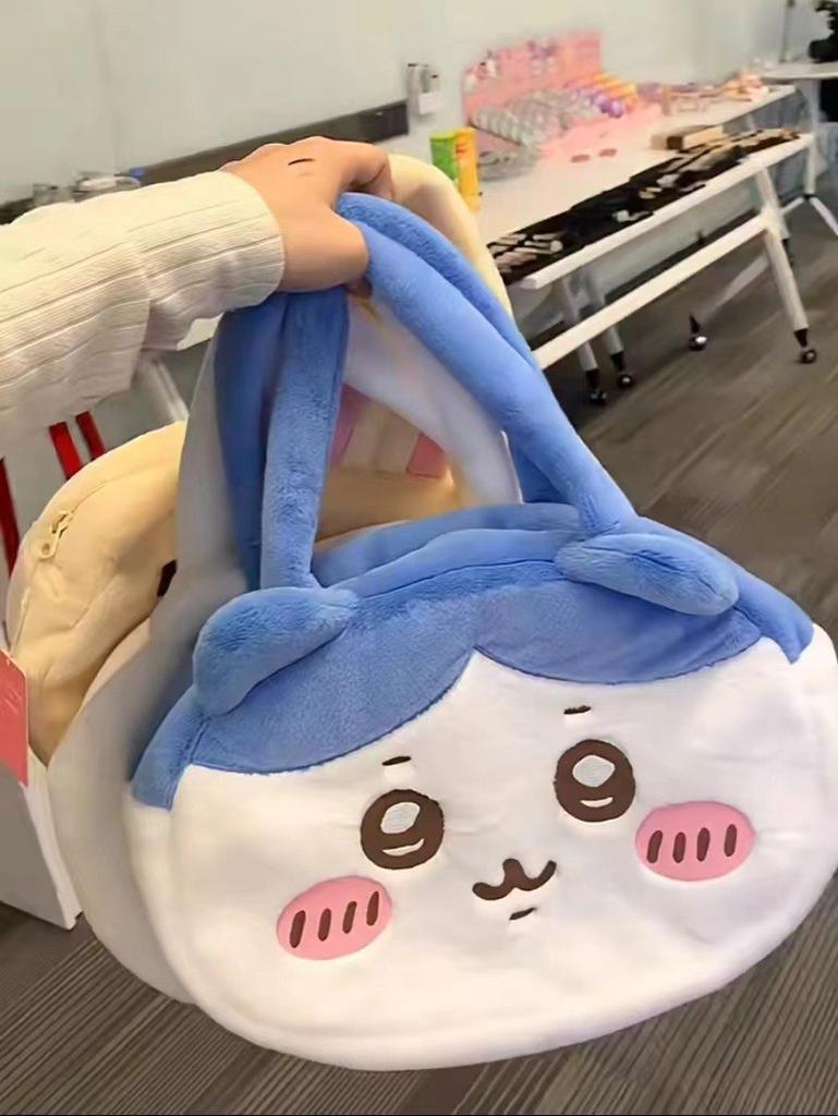 Chiikawa Cartoon Plush Embroidered Shoulder Bag With Transparent Pvc For Daily Use