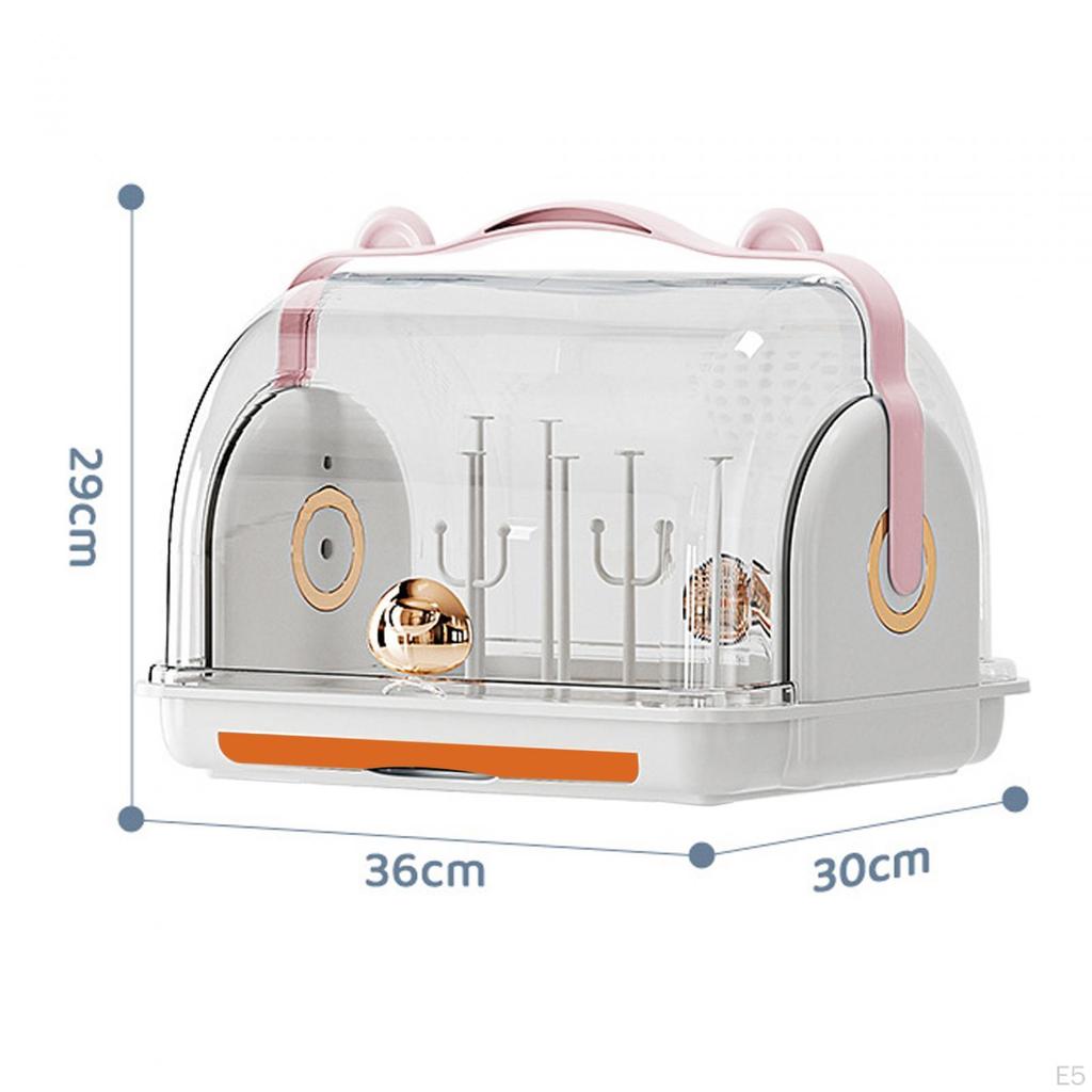 Baby Bottle Drainer Rack Holder, Countertop Dryer, Dustproof ,Nursing Storage Box with