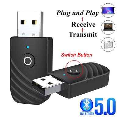 3 In 1 USB Bluetooth 5.0 Transmitter and Receiver EDR Wireless USB Dongle Stereo AUX Adapter with 3.5mm Audio Cable