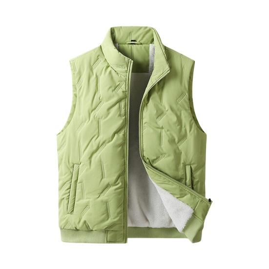 

Мужской жилет, пальто, воротник-стойка, без рукавов, застежка-молния, жилет, куртка с карманами, однотонный утолщенный бархат, подкладка, хлопковый жилет M светло-зеленый
