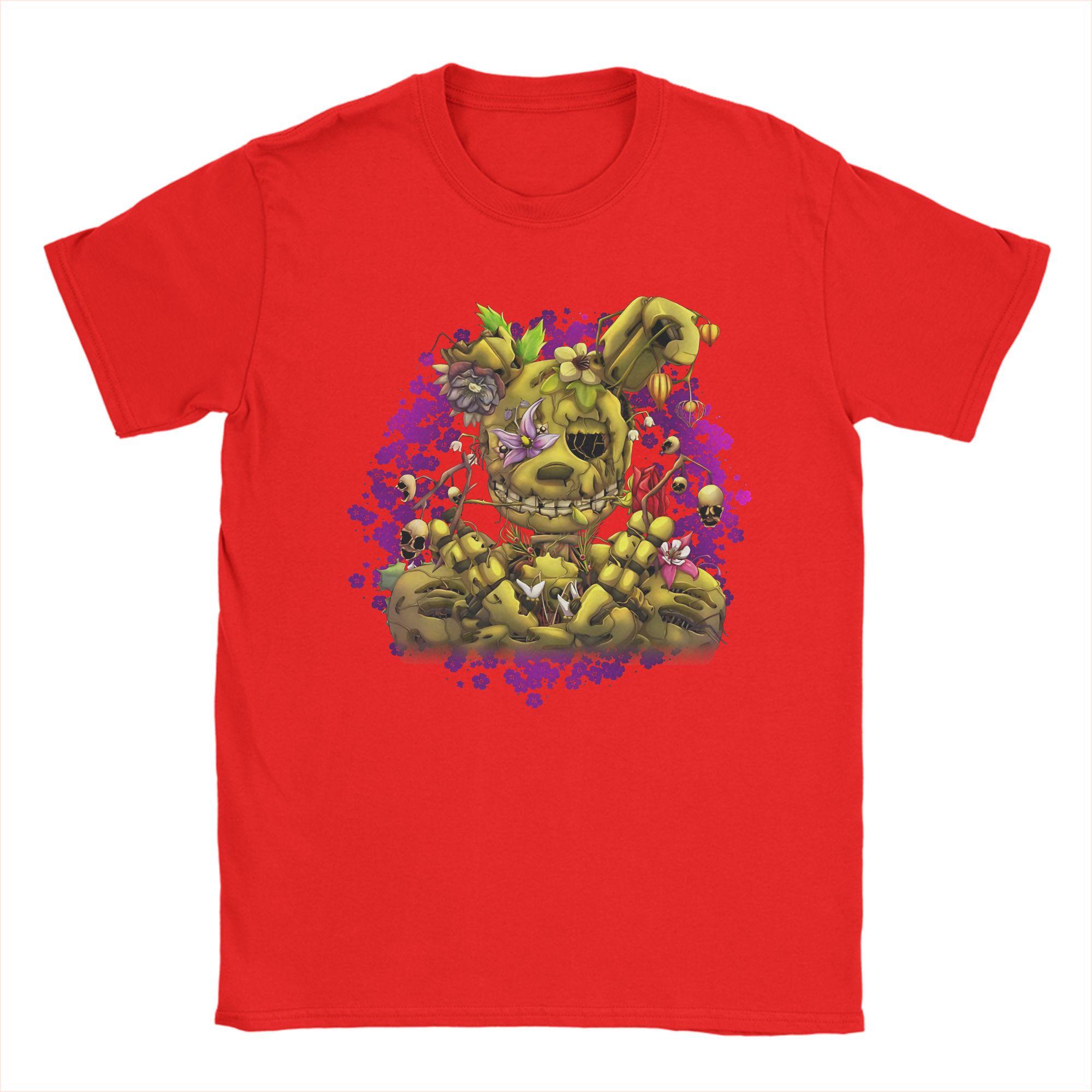 Springtrap Spring Flowers Tshirts For Unisex Humor Cotton Tee Shirt Crewneck Short Sleeve T Shirt Unique Clothing S
