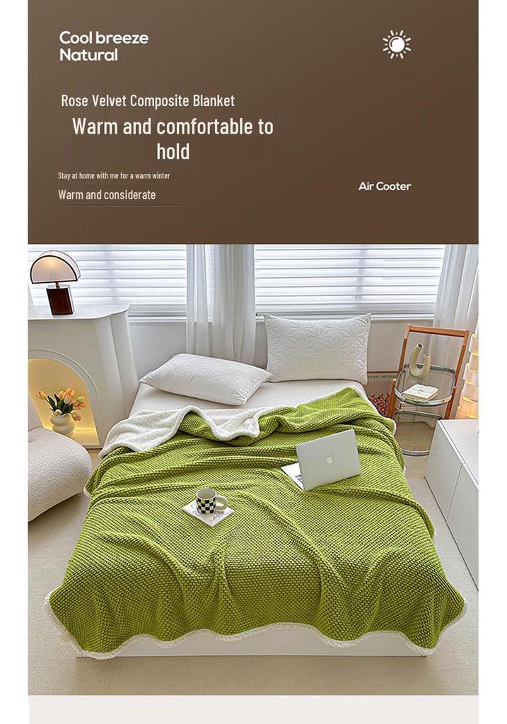 Winter Double-Layer Lambswool Flannel Blanket for Office or Nap Use