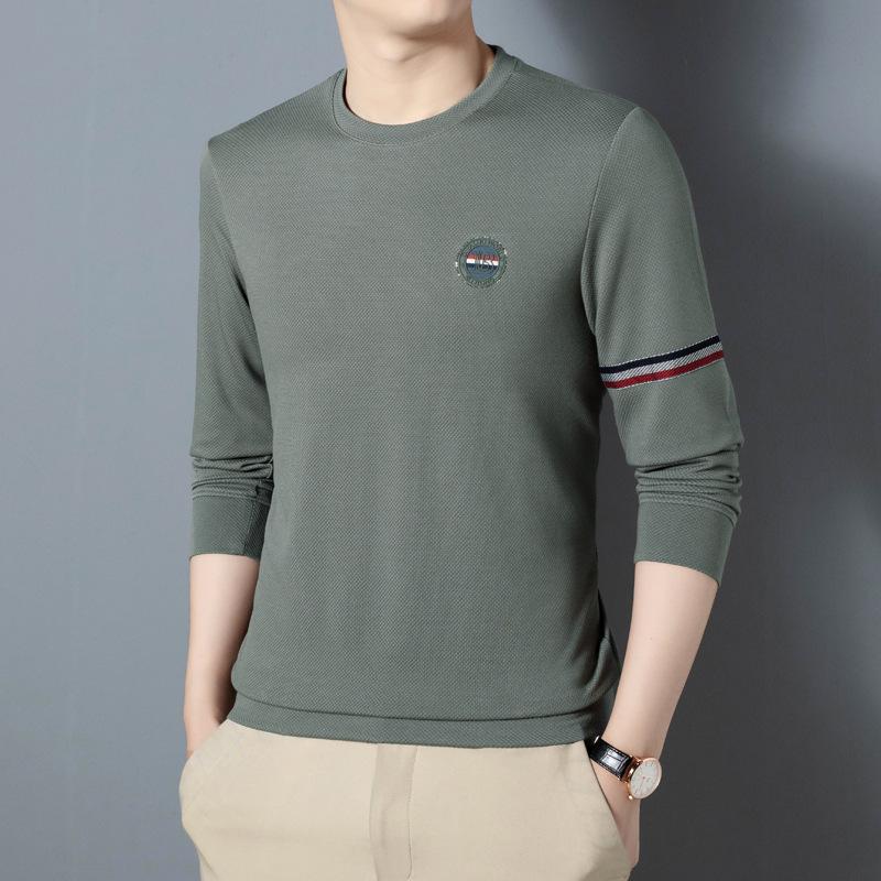 Men's Autumn Round Neck Long Sleeve T-shirt Men's Fashion Korean Style Young and Middle-aged Casual Simple Men