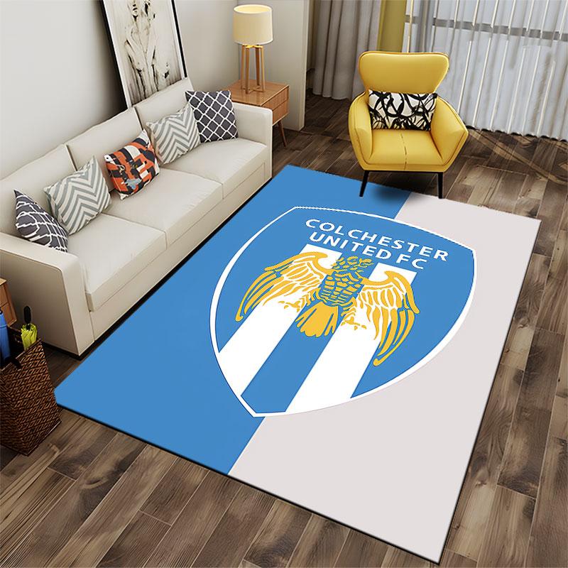 Blue and White Eagle Crest Carpet suitable as a non-slip mat for the living room or bedroom sofa