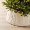 White Knitted Cable Knit Christmas Tree Scarf - Retro Style Festive Decoration