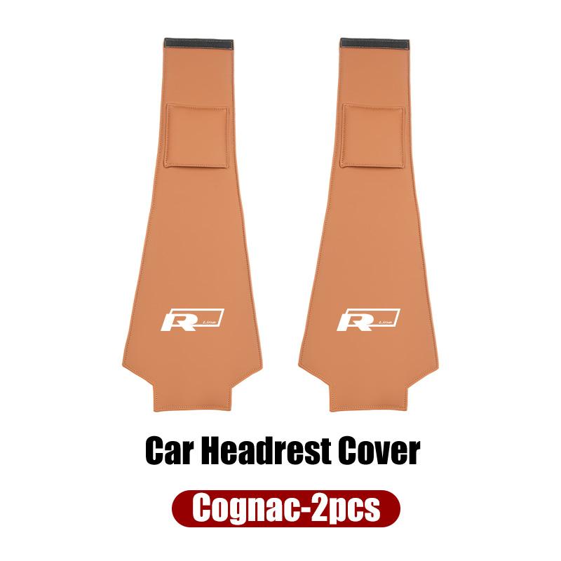 Car Leather Headrest Protective Cover Storage Bag For Volkswagen VW R Tiguan CC Jetta Polo Golf Passat T-ROC AY5