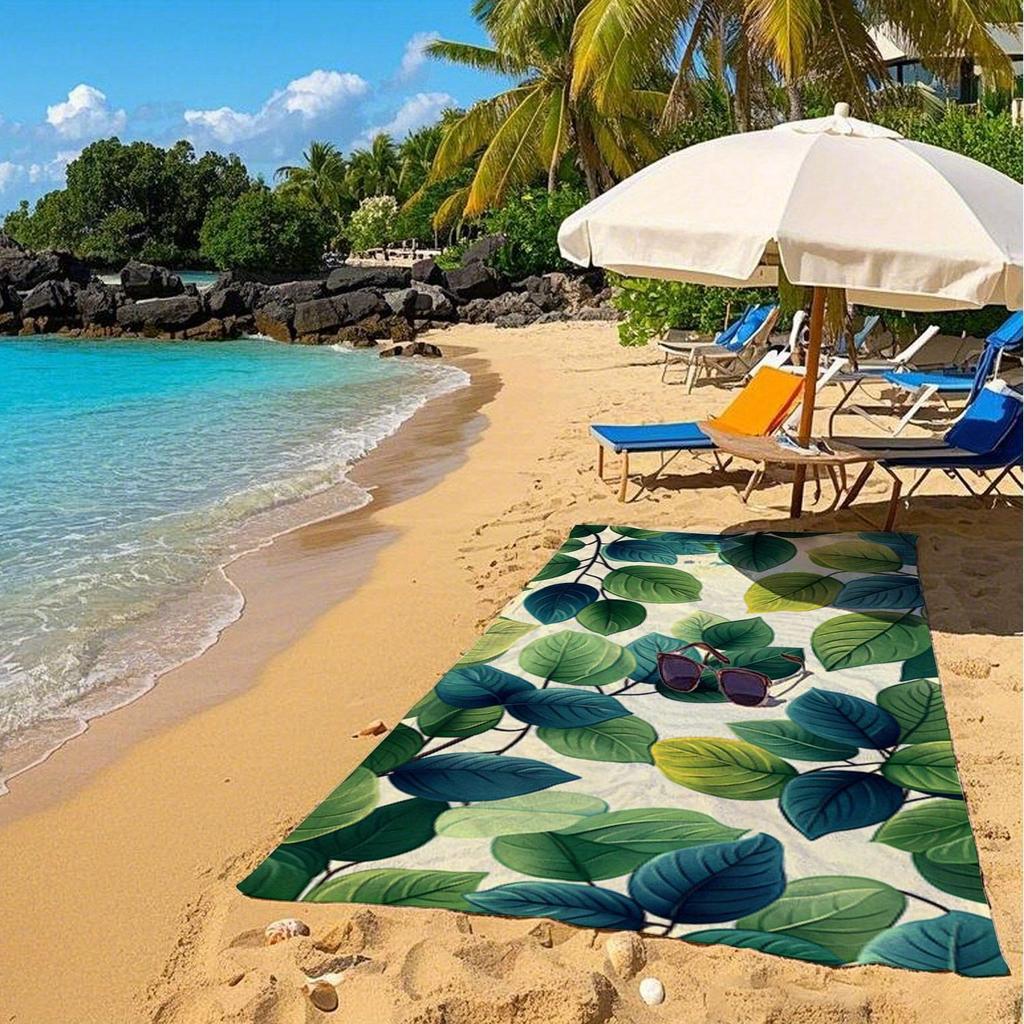 Leaf Pattern Beach Towel for FunMicrofiber Terry Bath Towels for Yoga, Travel, Swimming, Fitness and Camping