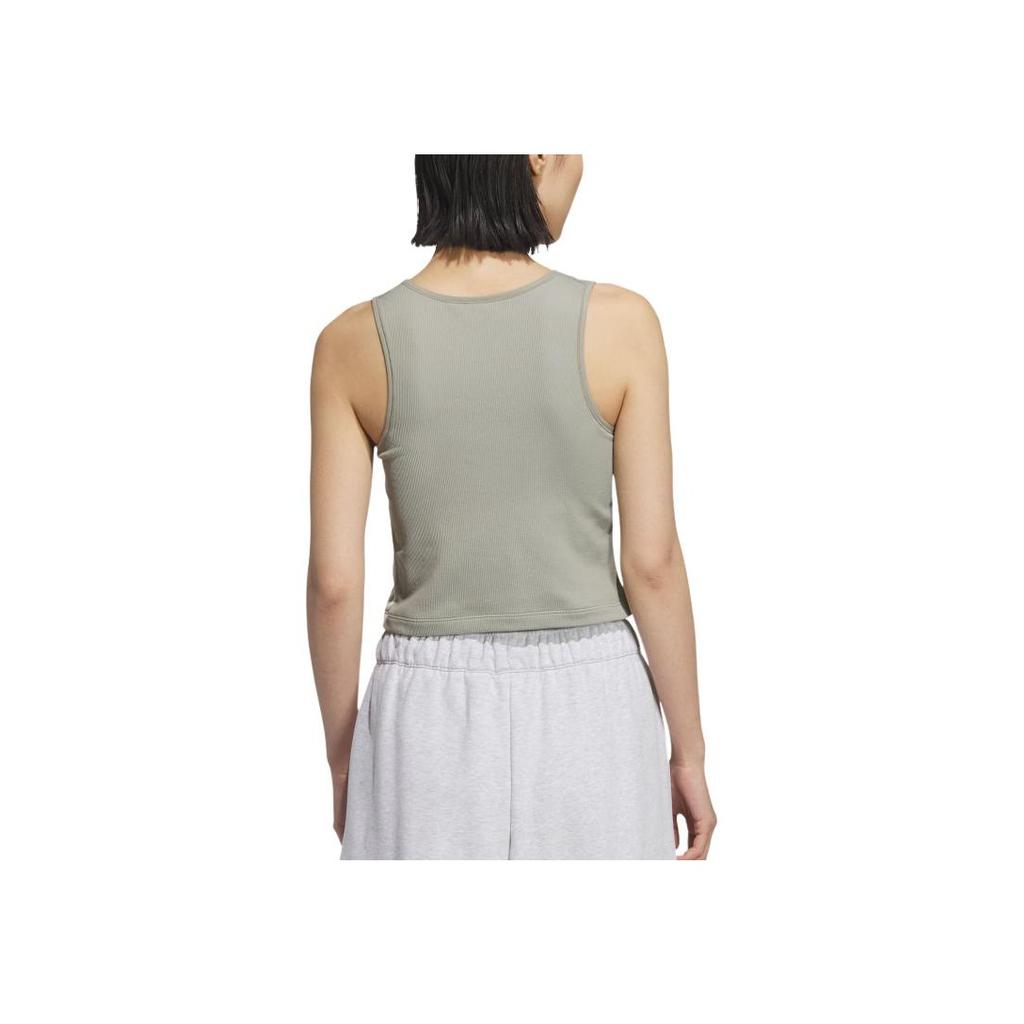 Adidas Originals 3-Stripes Top Padded Tank Fashion Casual Striped Sleeveless Sports Vest Women Tops Pebble-Grey KB6419