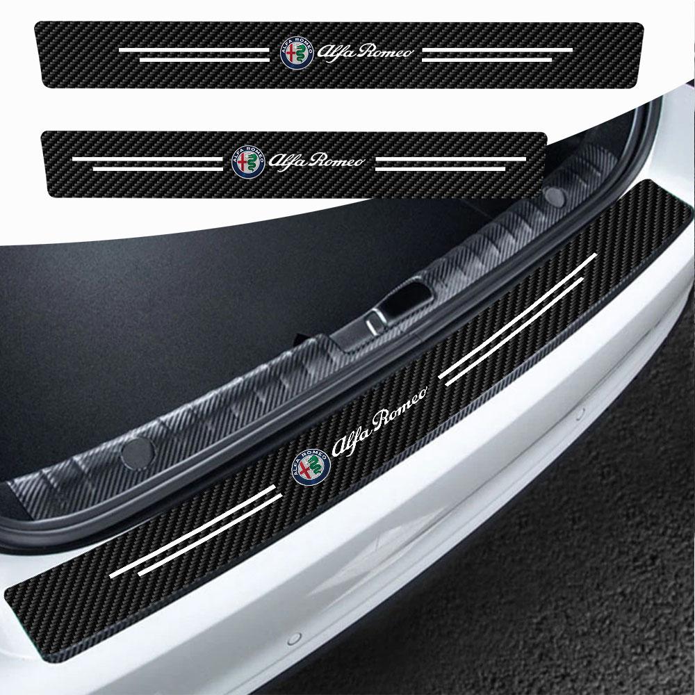4Pcs Carbon Fiber Car Sticker Auto Door Threshold Waterproof Strip For Alfa Romeo Giulia Stelvio Giulietta 156 159 147 Mito Brer